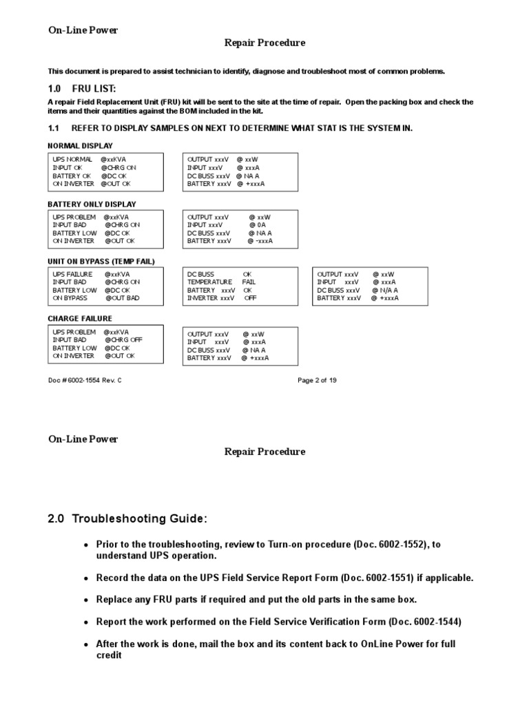On-Line Power Repair Guide | PDF | Electrical Connector | Troubleshooting