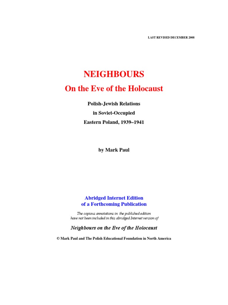 Neighbors On The Eve Of The Holocaust History Of The Jews In Poland Nazi Germany