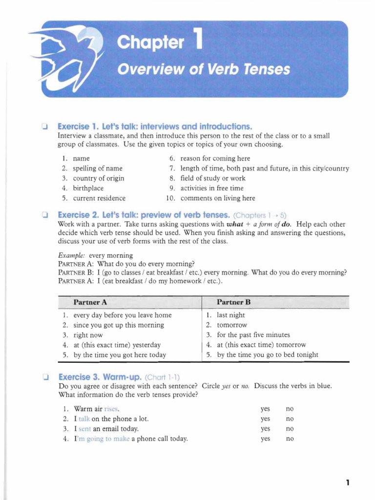 Interview and Verb Tense Exercises | PDF | Perfect (Grammar) | Language ...