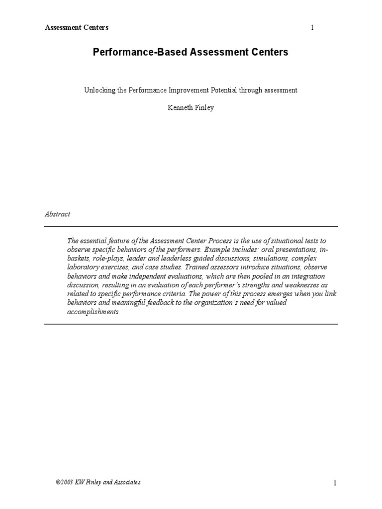 Assessment Centers PDF Psychological Evaluation Educational