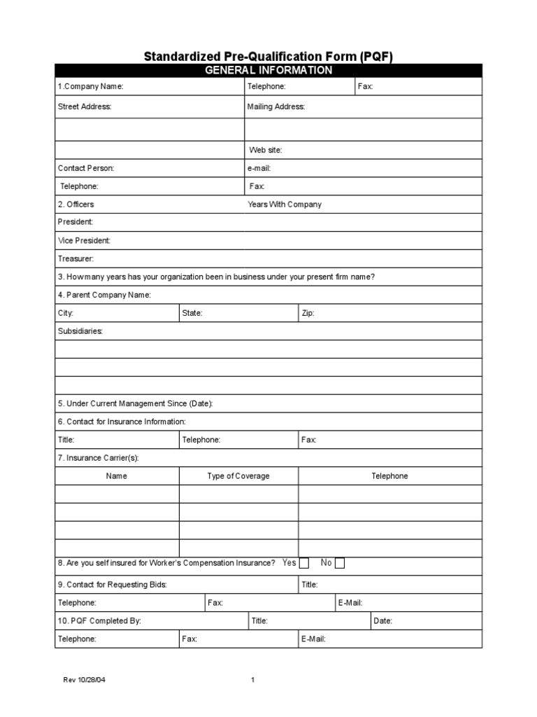 Standardized Pre-Qualification Form | PDF | Journeyman | Occupational ...
