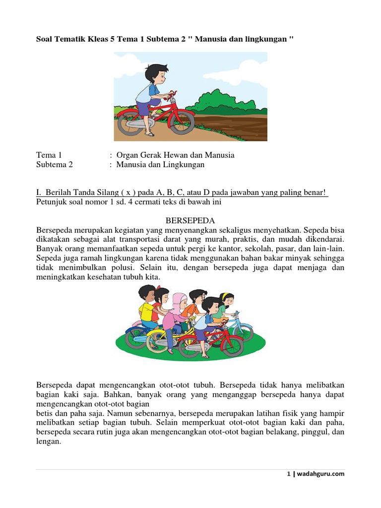 Soal Tematik Kelas 5 Tema 1 Subtema 2