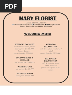Wedding Menu