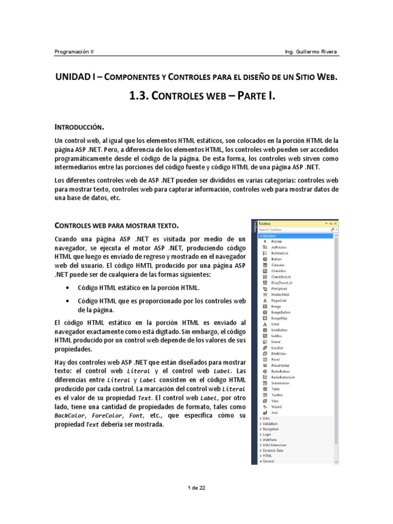 Controles Web en ASP.NET: Guía Básica | PDF | HTML | Servidor web