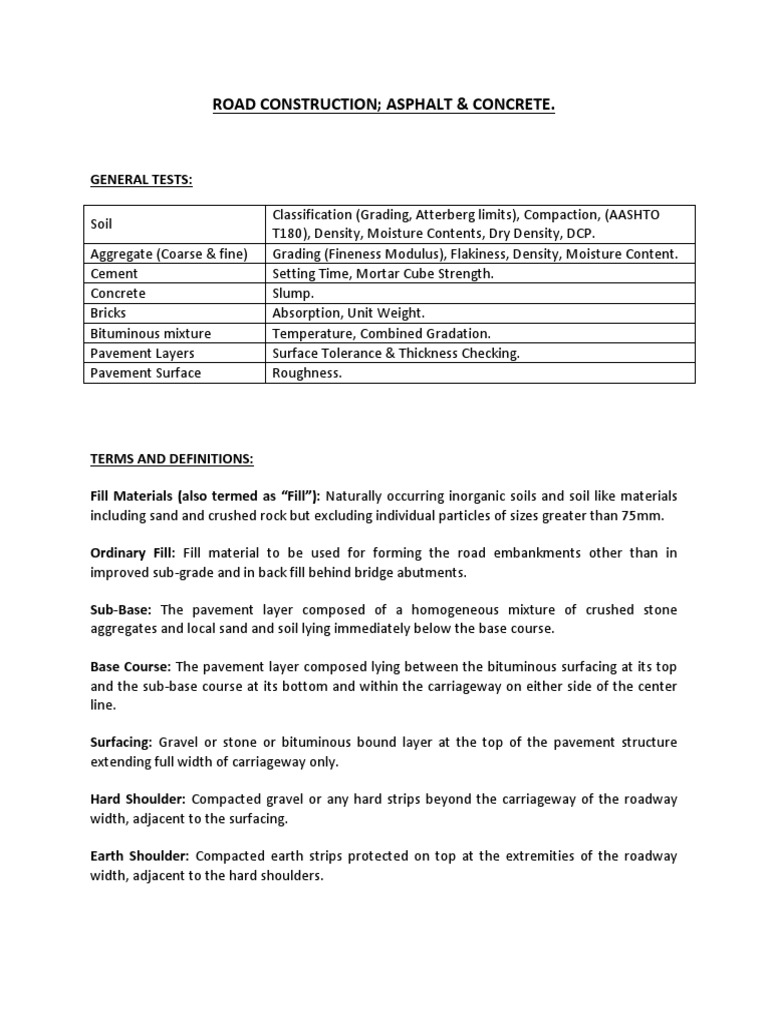 Road Construction Testing Guide | PDF | Road Surface | Materials