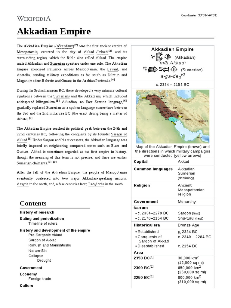 Akkadian Empire | PDF | Mesopotamia | Ancient Asia
