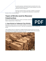 Different Characteristics of Bricks