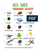 Back Yard Scavenger Hunt Printable