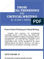 From Critical Thinking To Critical Writing
