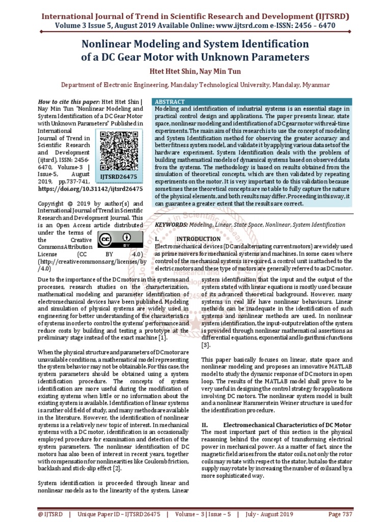 Nonlinear Modeling and System Identification of A DC Gear Motor With ...