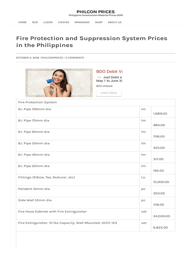 Fire Protection System Prices in PH | PDF | Valve | Manufactured Goods