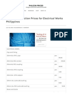 List of Construction Prices For Electrical Works Philippines - PHILCON PRICES