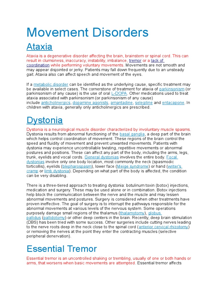 Movement Disorders: Ataxia | PDF | Parkinson's Disease | Dystonia