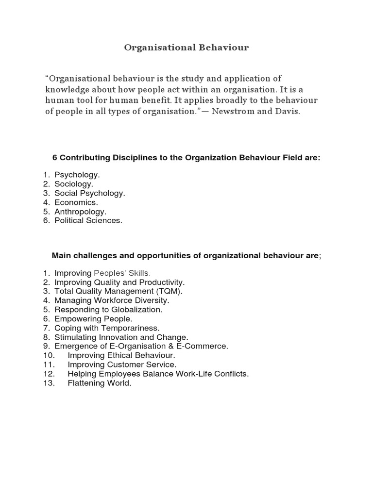 Key Concepts in Organizational Behavior | PDF | Career & Growth