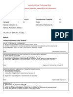 Indian Institute of Technology Delhi Progress Report For Session 2018-2019 Semester 2