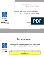 Overview of Aeromechanical Research at KTH Energy Technology