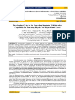 Developing Criteria For Assessing Students' Collabrative Capability in Teaching Physics at High-School Level