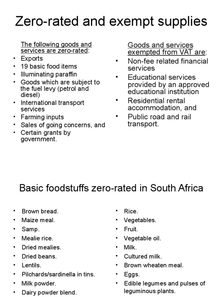 ZeroRated and Exempt Supplies PDF