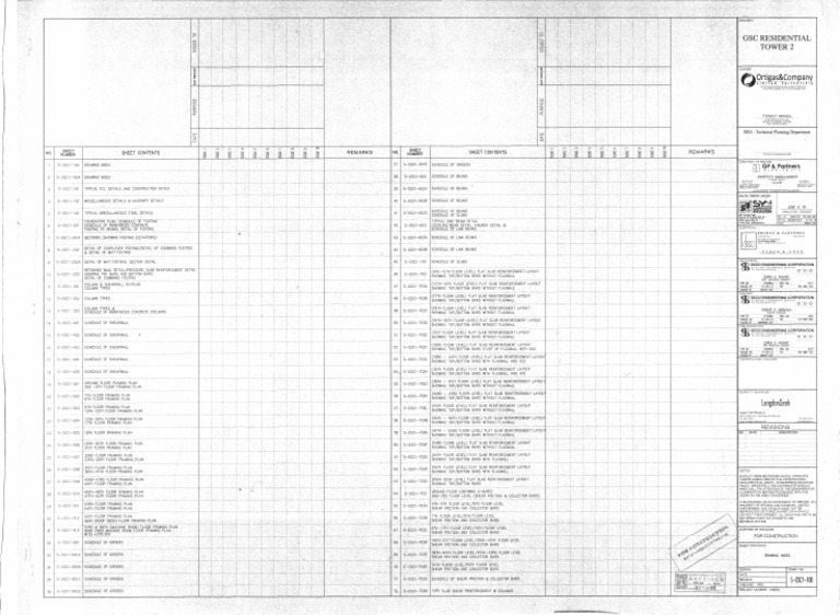S-GSC1-100 Drawing Index PDF | PDF | Architectural Elements | Materials