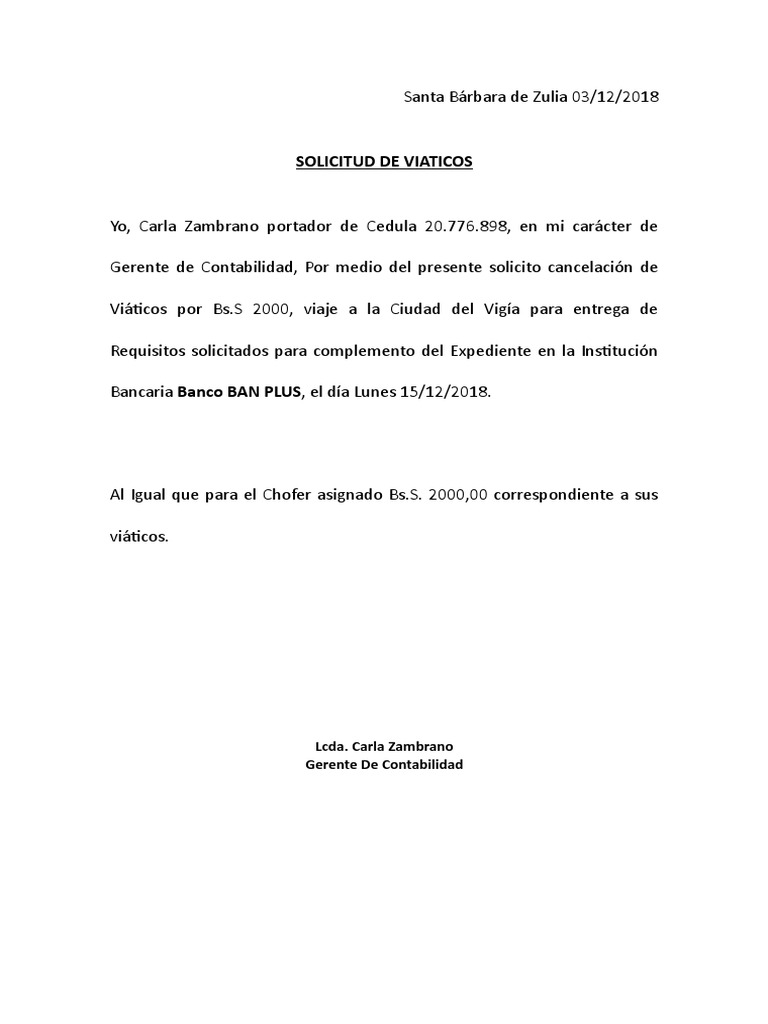 Formato de Viaticos | PDF