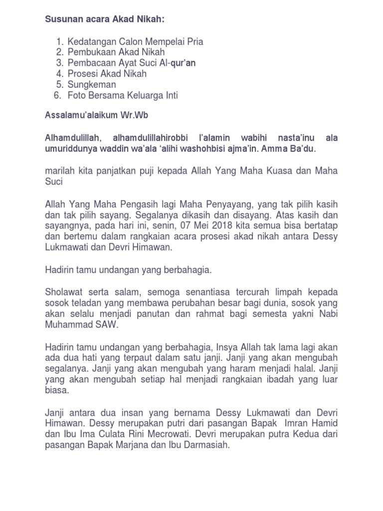 Susunan Acara Akad Nikah Pdf