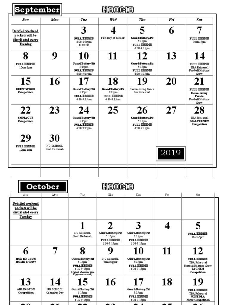HBDMB Fall Schedule 2019 PDF Jewish Observances Jewish Law And Rituals