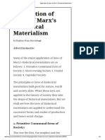 Application of Laws of Marx's Dialectical Materialism