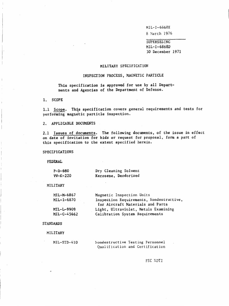 Mil-I-6868 Inspection Process Magnetic Particle PDF | PDF ...
