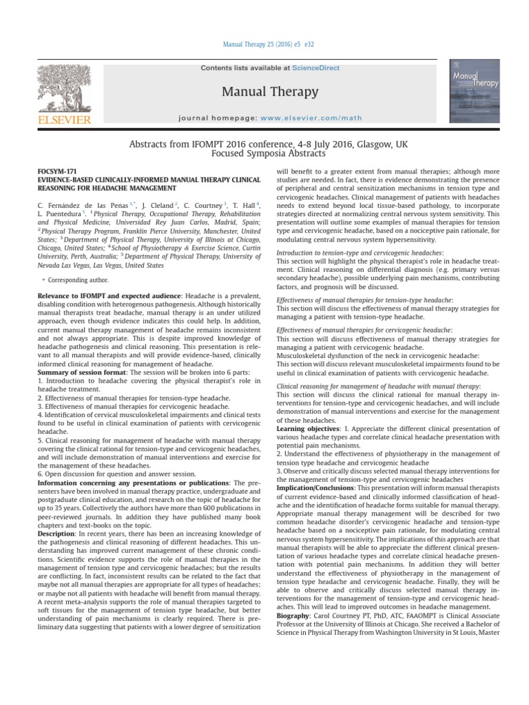 Evidence-Based Clinically-Informed Manual Therapy Clinical Reasoning ...