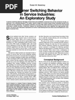 Customer Switching Behavior in Service Industries: An Exploratory Study