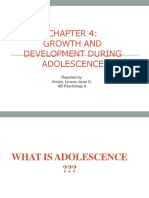 Growth and Development During Adolescence: Reported By: Arriola, Lynzae Janet G. AB Psychology II