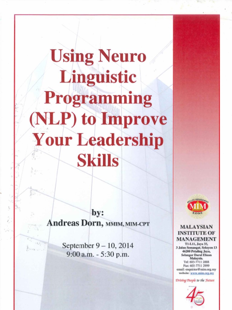 Using Neuro Linguistic Programming To Improve Your Leadership Skills | PDF