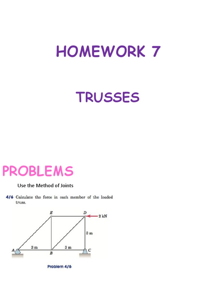 B17 Statics - Homework 7 Trusses | PDF
