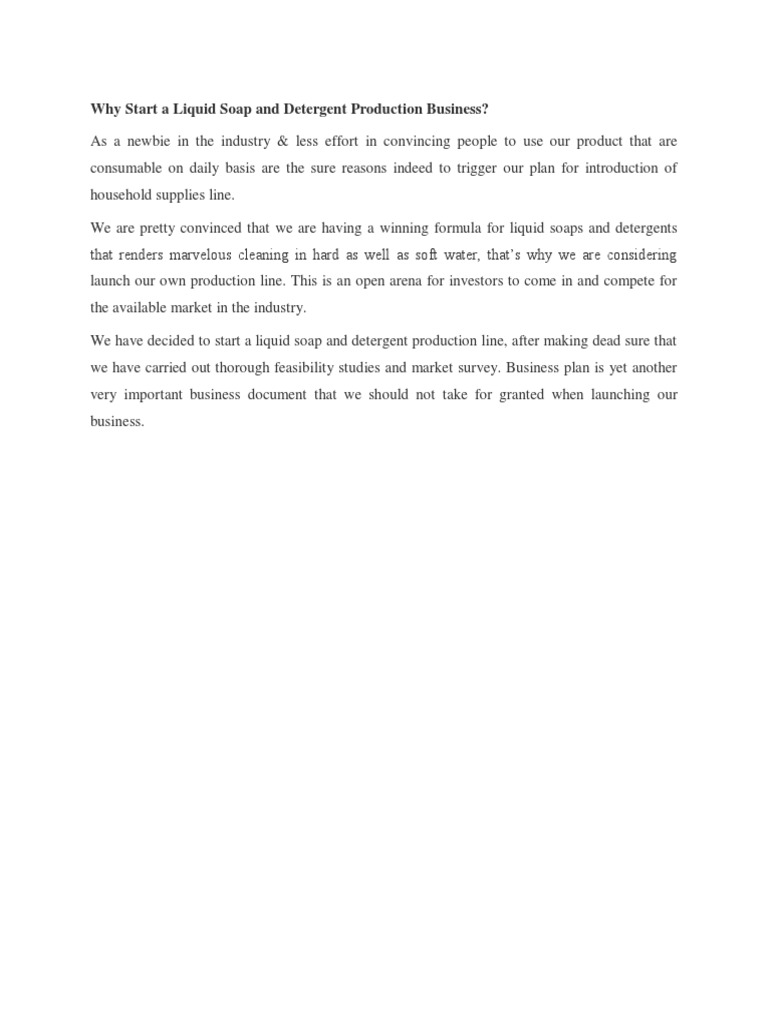 Why Start A Liquid Soap and Detergent Production Business? PDF