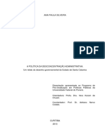 A Poltica Da Desconcentrao Administrativa - Um Relato Do Desenho Governamental Do Estado de Santa Catarina