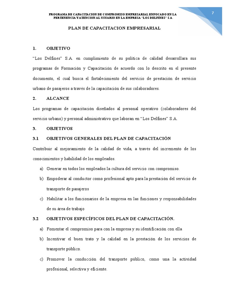 Plan de Capacitacion Empresarial | PDF | Empoderamiento | Evaluación