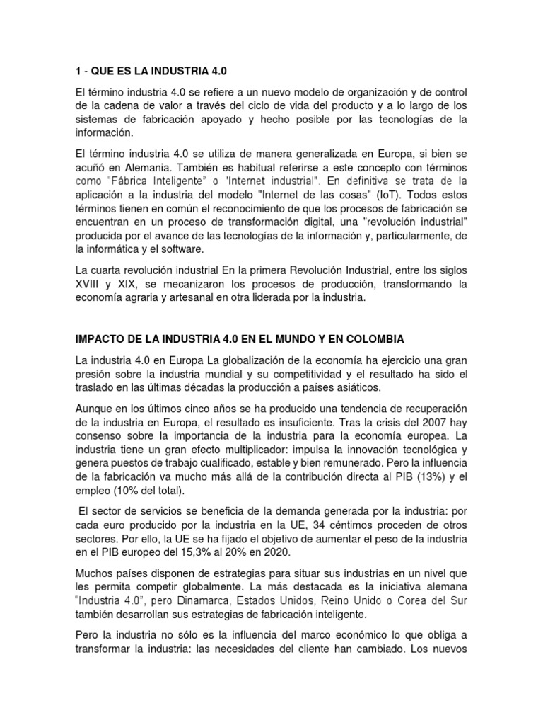 Impacto y Retos de la Industria 4.0 | PDF | Internet de las Cosas ...