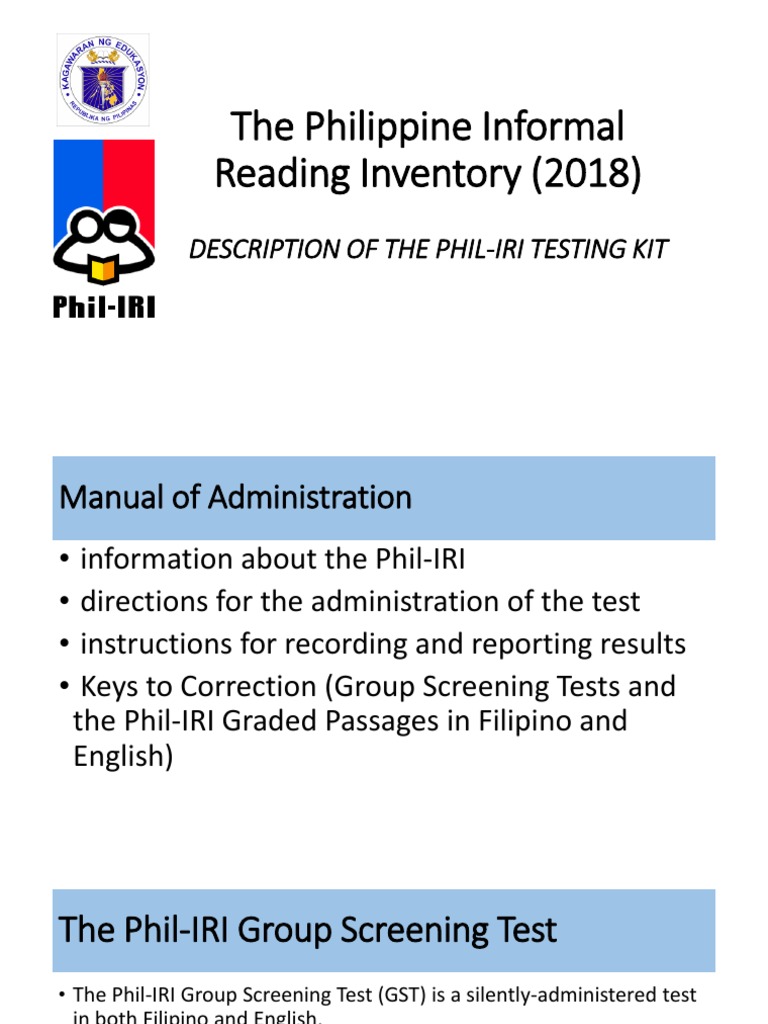Phil-IRI Manual Overview 2018 | PDF | Reading Comprehension | Multiple ...