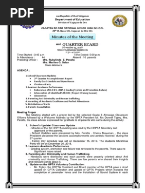 Minutes of meeting