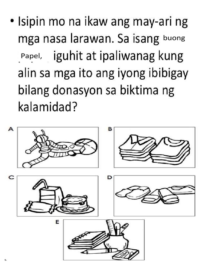 Edukasyon Sa Pagpapahalaga Visual Aid - Seatwork | PDF