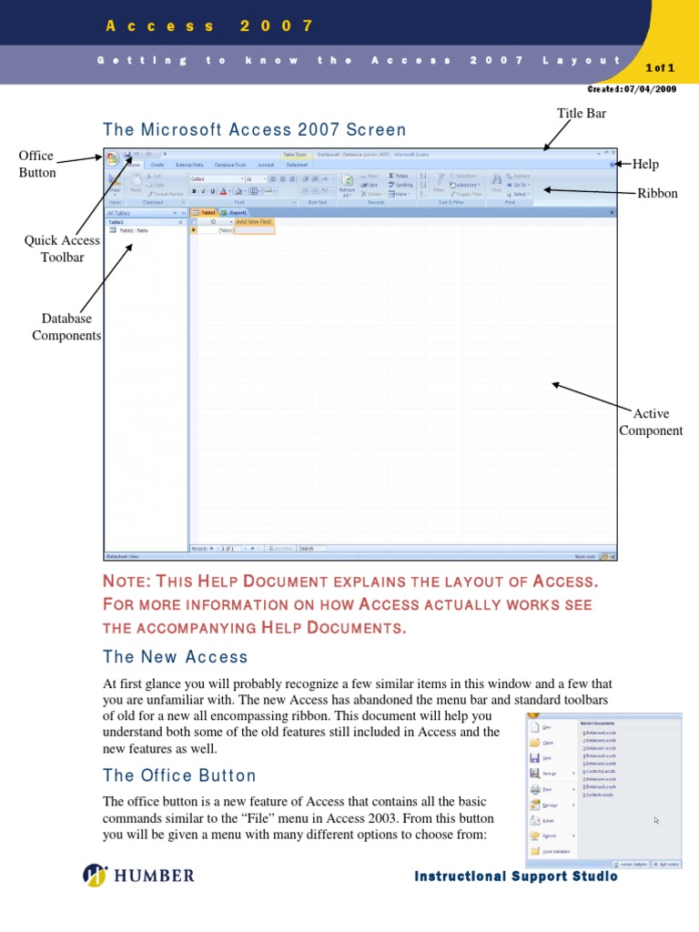 Access 2007 Layout Overview Guide | PDF | Databases | System Software