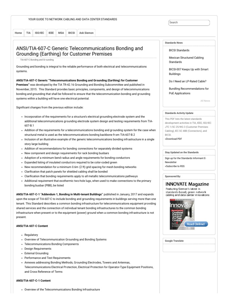 ANSI - TIA-607-C Generic Telecommunications Bonding and Grounding ...