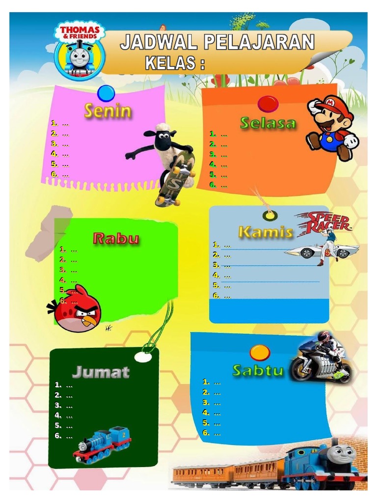 Template jadwal pelajaran untuk sd docx