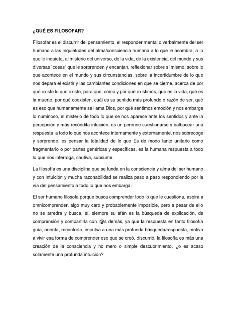 Qué significa filosofar y su esencia | PDF | Filosofía | Relaciones ...