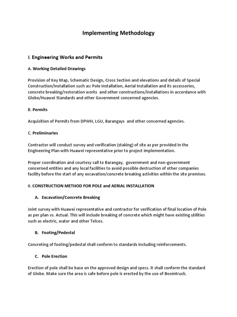 Engineering Methodology for Pole Installation | PDF | Concrete ...