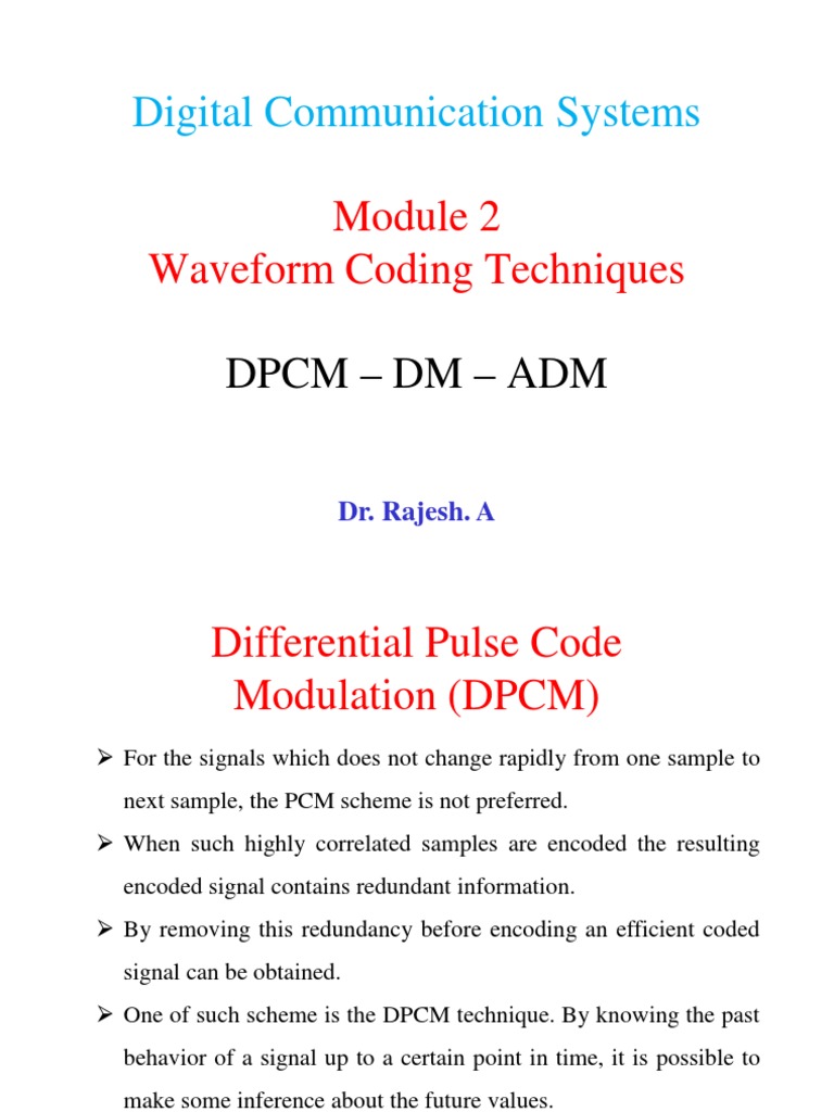 Dpcm Dm Adm Pdf Sampling Signal Processing Modulation