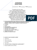 Evaluación final de español sobre la novela Crónicas de una muerte anunciada