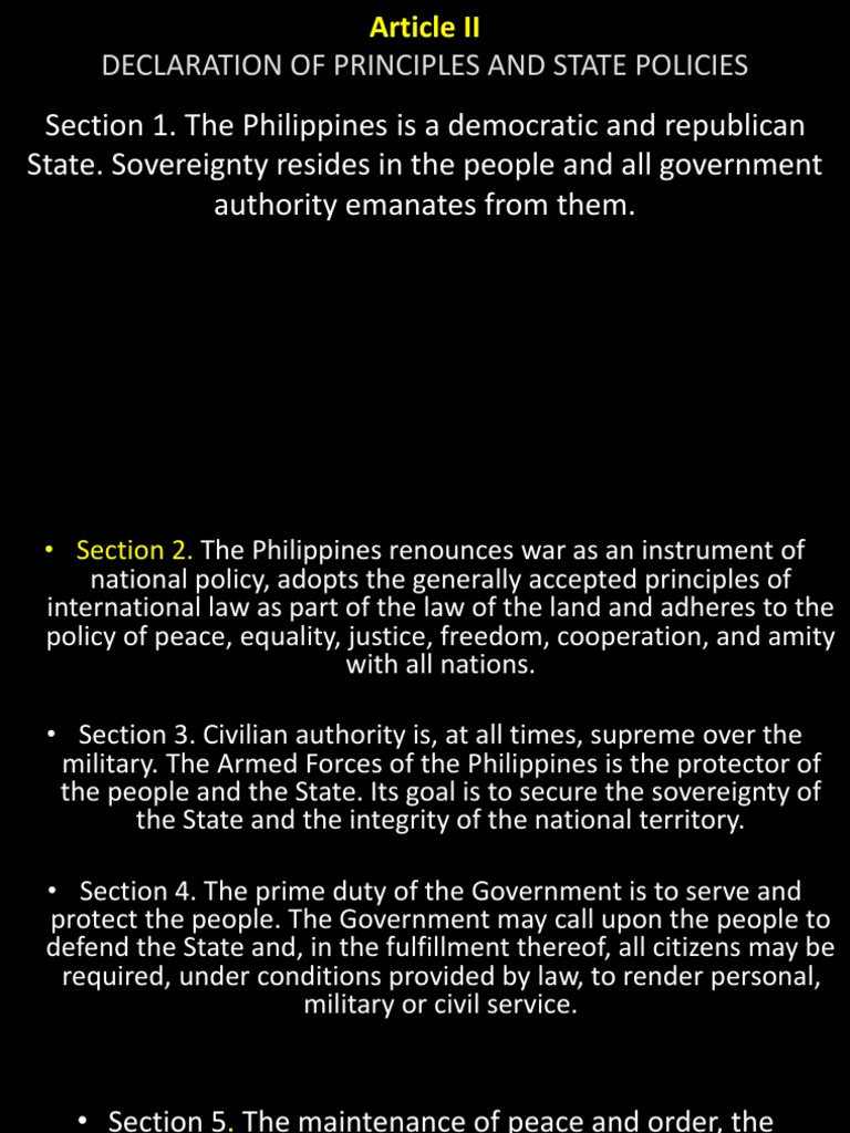 Philippine Principles and State Policies | PDF | Millennium Development ...