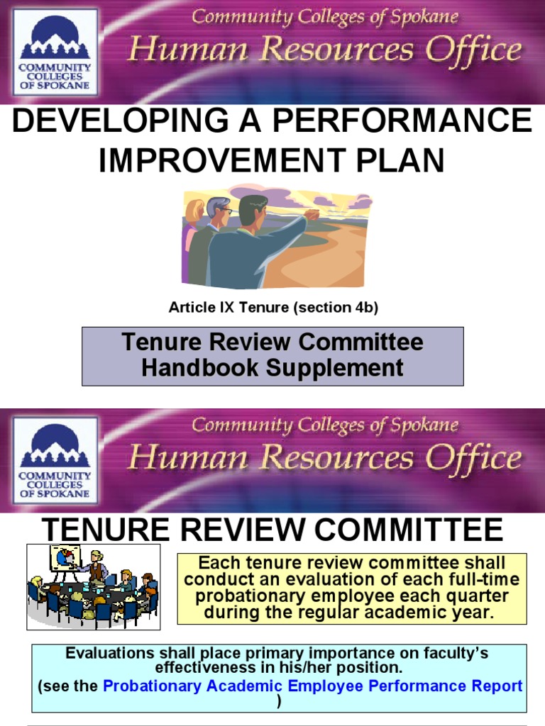 Developing A Performance Improvement Plan: Tenure Review Committee ...