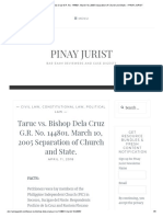 Pinay Jurist: Taruc vs. Bishop Dela Cruz G.R. No. 144801. March 10, 2005 Separation of Church and State